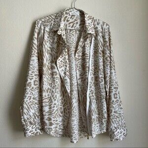 CK Calvin Klein Light Brown Leopard Print Blouse size XS